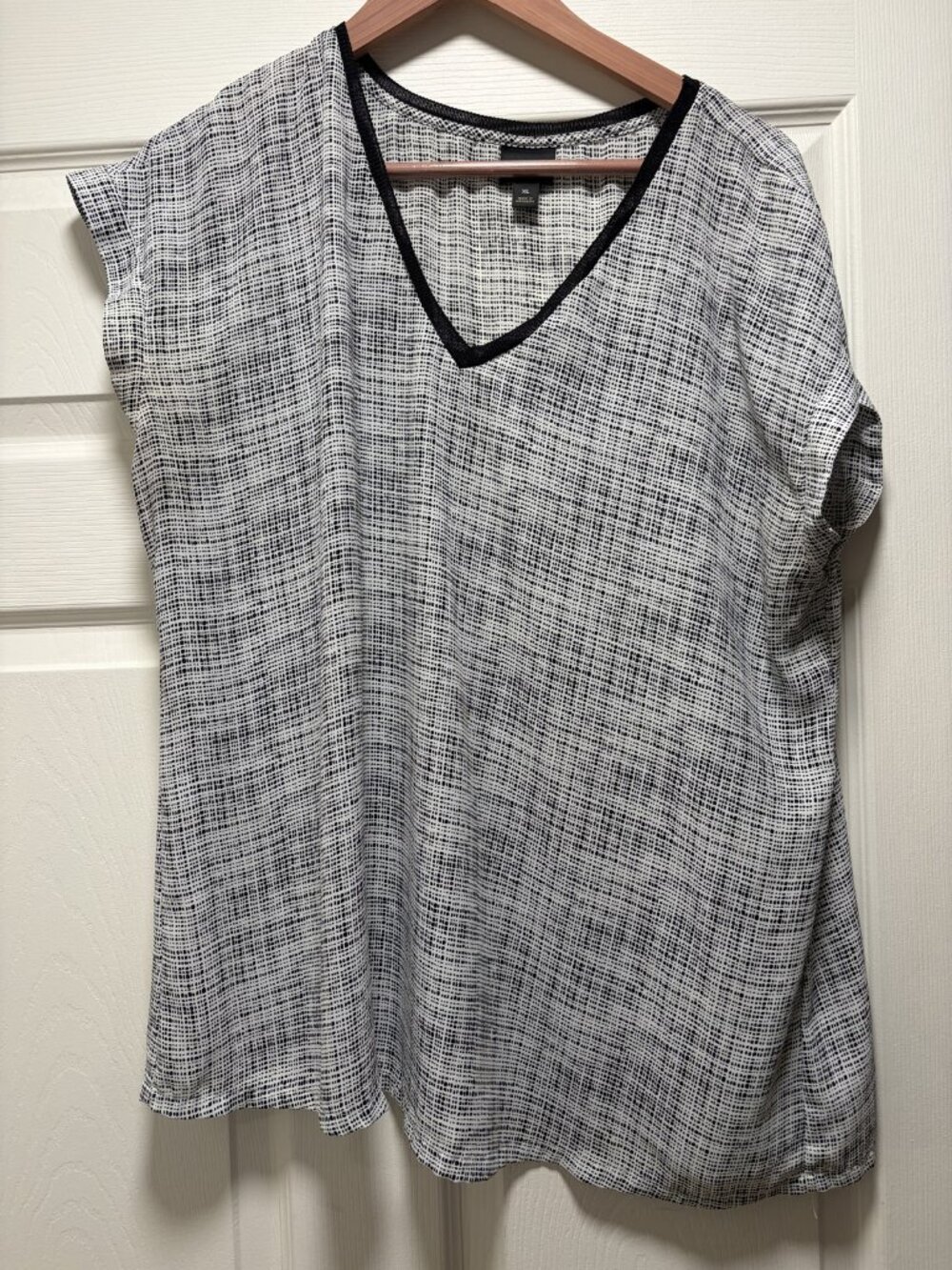 Worthington Womens Black and White Blouse Dress Top XL